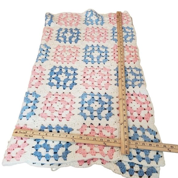 Handmade Crocheted Baby Blanket Multi Colors 36”x 44” - Picture 3 of 9